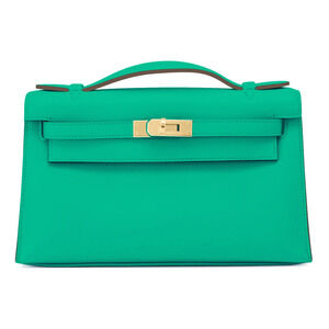 Hermes Kelly Pochette Mini Kelly Menthe Green Swift Gold Hardware Clutch Bag